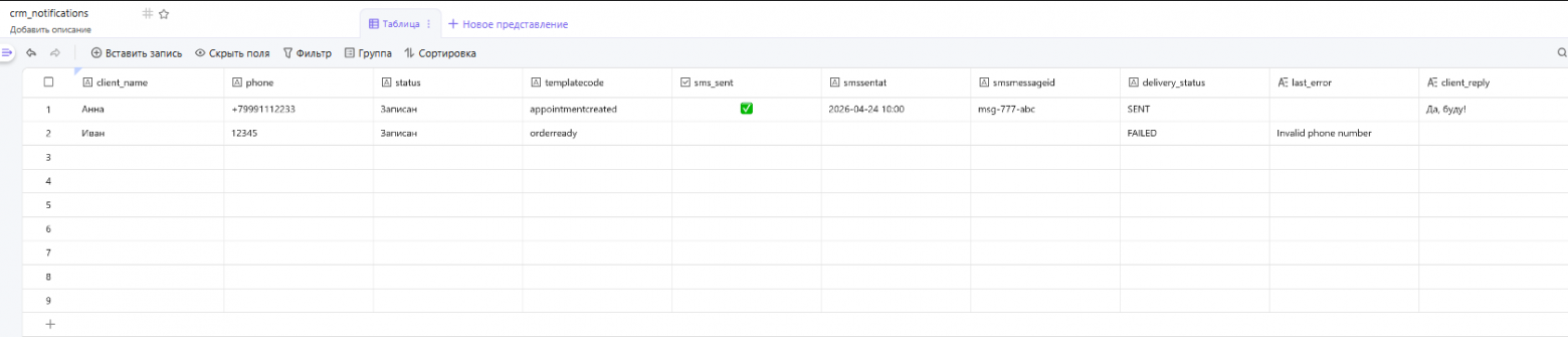 Делаем мини-CRM с СМС-уведомлениями через МТС Exolve - 2
